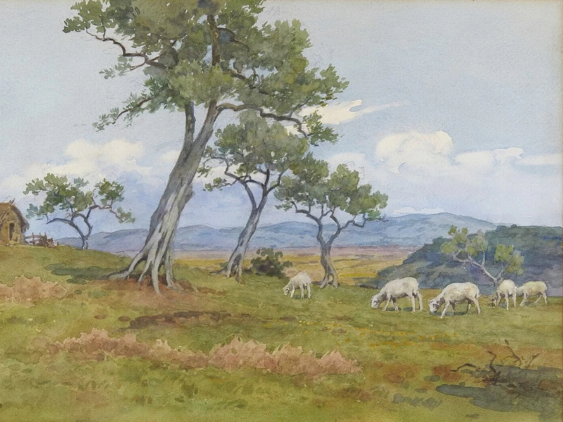 1876-Filippo Anivitti - Gregge nella campagna romana
